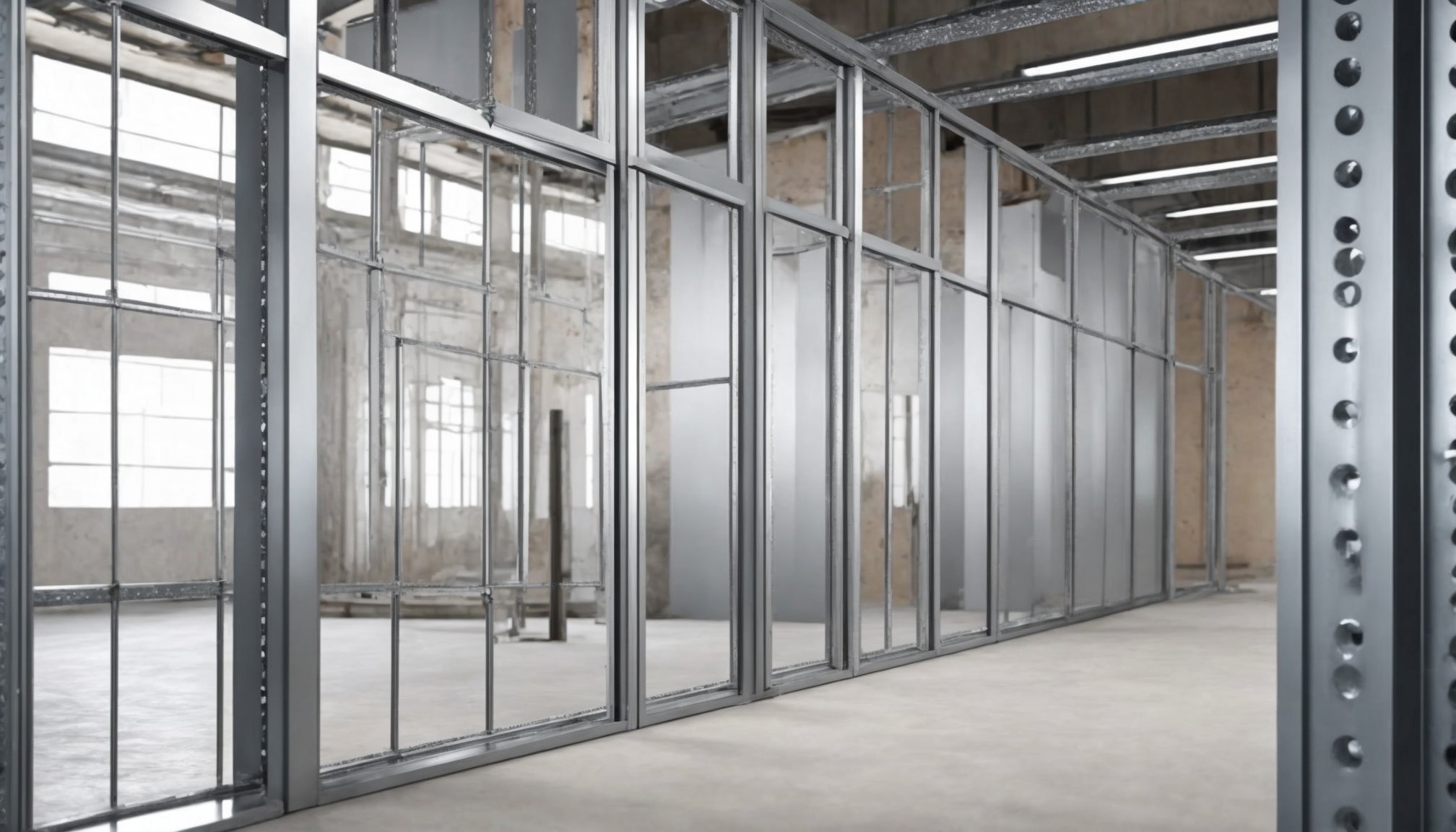 Metal stud partitioning framework in a Slough building