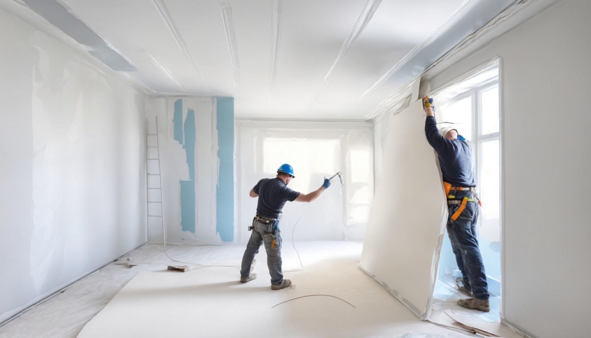 Plasterboard installation on a Slough construction site